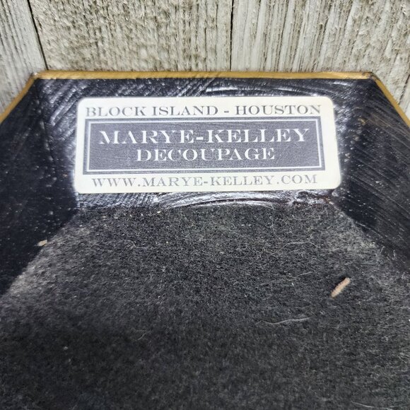 Marye Kelley Decoupage Octagon Collector Plate Block Island - Houston Signed - Picture 4 of 6